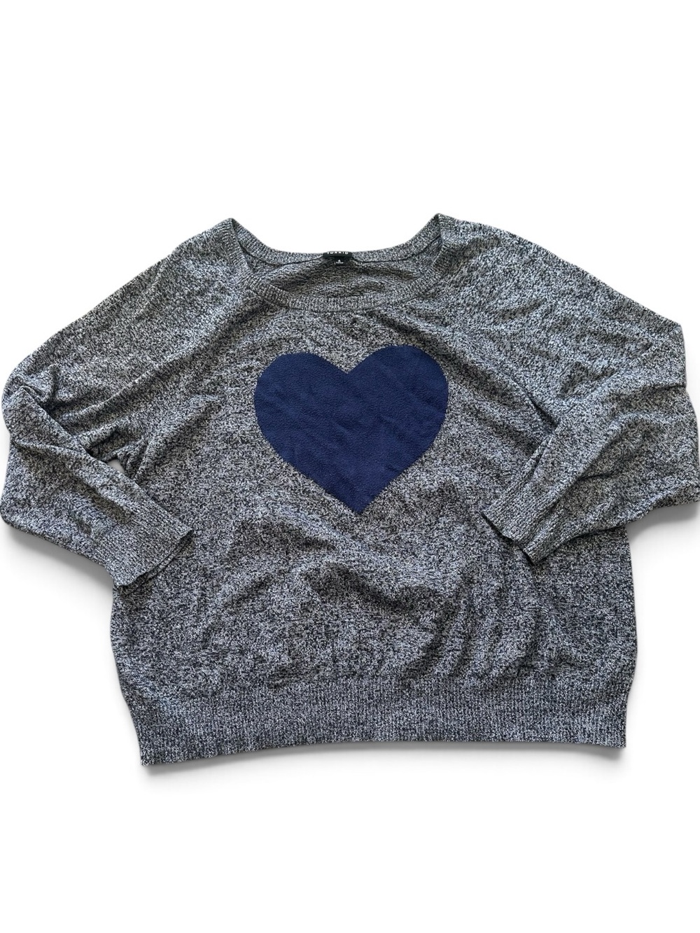 Torrid Women’s Gray Marled Sweater with Navy Heart 4X